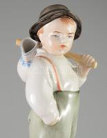 Zsolnay Vízhordó fiú. Terv.: Sinkó András. Jelzett, hibátlan, m: 19 cm