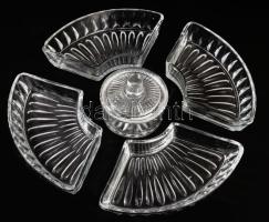 Ötrészes kínáló szett, egyik darabon lepattanással, d: 30 cm