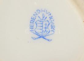 Herendi Viktória mintás szív alakú bonbonier, plasztikus fogóval, jelzett, hibátlan, 12x10 cm