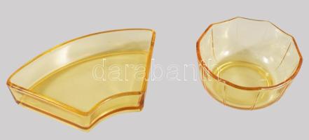 Hatrészes borostyánszínű kínáló, hibátlan, d: 26 cm