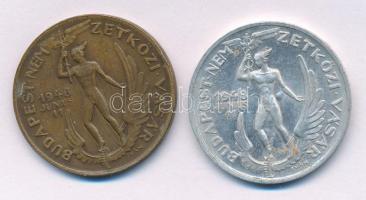 1948. "Magyar Állami Pénzverő / Budapest Nemzetközi Vásár" (2xklf) Al és bronz emlékérem (32mm; 3,47g és 11,94g) T:XF