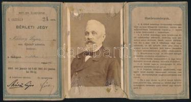 1886 MÁV fényképes bérleti jegy a budapest-ruttkai vonalra, Máday Lajos országgyűlési képviselő rész...