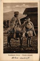 Román juhászok. Kunstanstalt Jos. Drotleff Nr. 409. Nagyszeben, 1917. / Romänische Hirte / Ciobani romanesti / Romanian folklore, shepherds (EK)
