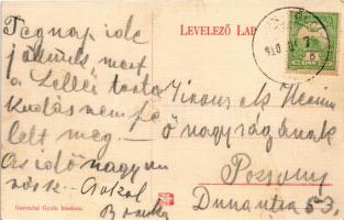 1910 Balatonföldvár, fürdőzők, kabinok. Gerendai Gyula kiadása