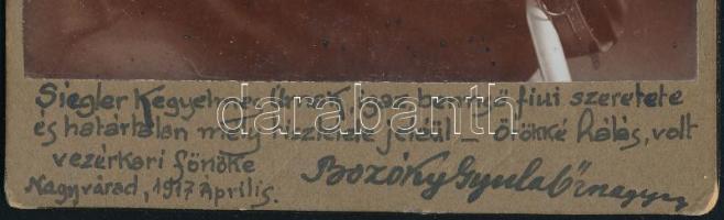 1917 Pilismaróti Bozóky Gyula (1878-1954) őrnagy dedikált fotója (Nagyvárad, 1917), keményhátú fotó ...