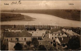 1914 Tokaj, látkép, Römer Miklós, Schlesinger üzlete, lisztraktár + "TOKAJ P.U."