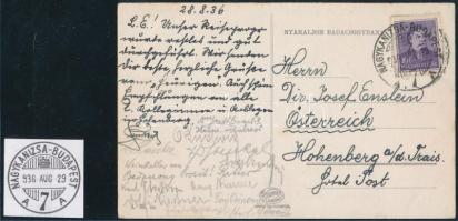 1936 "NAGYKANIZSA-BUDAPEST / A 7 A"