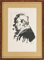 Üvegezett képkeret, benne grafikával, 37x28 cm