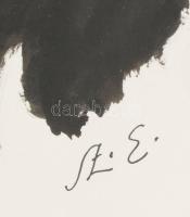 Üvegezett képkeret, benne grafikával, 37x28 cm