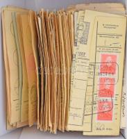 310 db régi csomagszállító szelvény / kivágás változatos bélyegzésekkel, köztük postaügynökségiek is