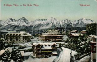 Ótátrafüred, Ó-Tátrafüred, Tátrafüred, Alt-Schmecks, Stary Smokovec (Magas-Tátra, Vysoké Tatry); kávéház, Kertész Tódor üzlete télen / café and shop in winter (EK)