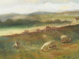 Boldizsár István (1897-1984): Táj legelésző birkákkal. Olaj, vászon, jelezve jobbra lent. Restaurált...