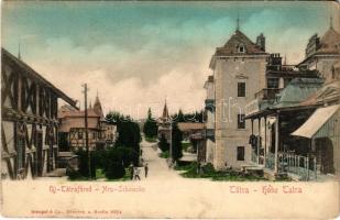 Újtátrafüred, Neu-Schmecks, Novy Smokovec (Magas-Tátra, Vysoké Tatry); Kertész Tódor üzlete, Tátrai emléktárgyak, Erika villa / Tatra souvenir shop, villa, hotel. Stengel &amp; Co. (fl)