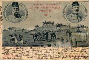 1901 A Pécsi D. Miholjáczi (Alsómiholjáci) cs. kir. hadgyakorlat emlékéül. Ferenc József, József Kár...