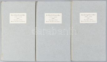 Az örök Goethe. Antológia a költő műveiből. Fordította Szabó Lőrinc és Turóczi-Trostler József. I-III.: Az ifjú Goethe. A férfi Goethe. Az öreg Goethe. [Teljes mű három kötetben.] Gyoma, 1932. Kner Izidor (ny.) 68 + [2] p.; 69 + [3] p.; 68 + [4] p. Egyetlen kiadás. Kolofon: "Ezt a könyvet, melynek verseit Szabó Lőrinc, prózai részét pedig Turóczi-Trostler József fordította, Kner Izidor könyvnyomtató nyomtatta Gyomán, az 1932. esztendő június havában, Bodoni antikva betűkkel, a Diósgyőri Papírgyár Rt. papirosán". A Goethe halálának századik évfordulója alkalmából kiadott antológiahármas időrendi sorrendben válogat a költő lírai, prózai és értekező életművéből. A kolofonoldalakon Kozma Lajos könyvdíszei.Kiadói kartonált papírkötésben, jó állapotban, eredeti karton tékával.