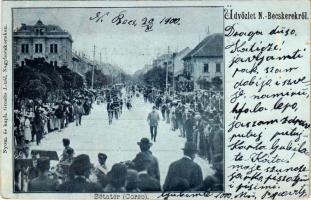 1900 Nagybecskerek, Zrenjanin, Veliki Beckerek; Corso / Sétatér, kerékpáros felvonulás. Grcsits kiad...