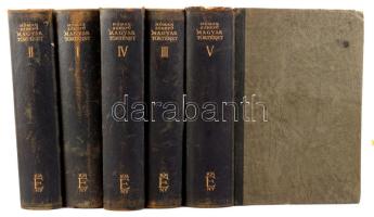 Hóman Bálint - Szekfű Gyula: Magyar történet. I-V. köt. Bp., 1935-1938, Kir. M. Egyetemi Nyomda. Harmadik kiadás. Egészoldalas képekkel, térképekkel illusztrálva. Kiadói félbőr-kötés, változó állapotban, kissé sérült, kopott gerincekkel.