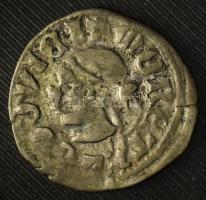 1373-1382. "szerecsenfejes" Denár Ag "I. Nagy Lajos" (0,45g) T:VF,F repedések a ...