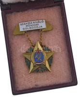 1950 k. "Babérkoszorús Szakma Kiváló Műszaki Dolgozója" aranyozott, zománcozott Rákosi-cím...