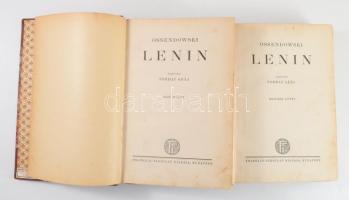 Ossendowski, [Ferdynand Antoni]: Lenin I-II. Ford.: Torday Géza. Bp.,[1930?], Franklin, 286 p.; 293 p. Átkötött félvászon-kötés, kopott borítóval, foltos lapokkal.