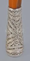 Ezüst (Ag) szipka, filigrán díszítéssel, h: 6,5 cm