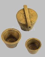 Régi bronz lat szett, hiánnyal, d: 5,5 cm