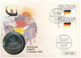 Marshall-szigetek 1990. 5$ Cu-Ni "Német újraegyesítés" érmés borítékban, bélyeggel és bélyegzéssel T:UNC  Marshall Islands 1990. 5 Dollars Cu-Ni "German Unification" in coin envelope with stamps and cancellation C:UNC