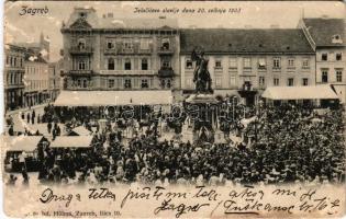 Zagreb, Zágráb; Jelacicevo slavlje dana 20. svibnja 1903. Jul. Hühn / ünnepség, üzletek / ceremony, ...