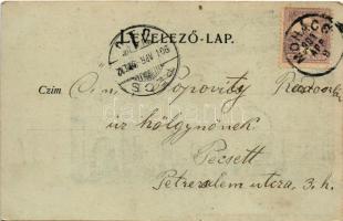 1901 Mohács, Központi szálloda este holdfényben. Weiser Miksa kiadása