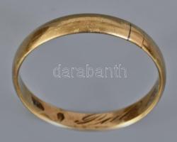Arany (Au) karikagyűrű, 1872-1937 közötti fémjel, 14 karátos arany, 1935-ös véset, m:55, 1,92g