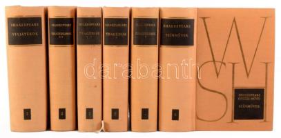 [Shakespeare, William] Shakespeare összes művei. I-VI. köt. Ford.: Arany János, Petőfi Sándor, Vörösmarty Mihály, Weöres Sándor et al. Bp., 1961, Európa. Kiadói egészvászon-kötés, vegyes állapotban.