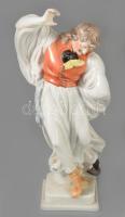Herendi táncoló juhász. Kézzel festett, jelzett, hibátlan, m: 30 cm