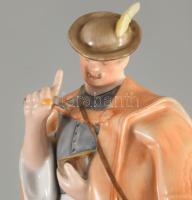 Herendi porcelán kutyáját etető juhász figura, kézzel festett, jelzett (Maugsch 1942), tolla ragaszt...