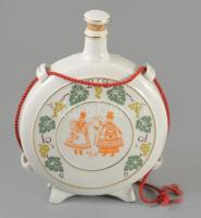 Hollóházi porcelán kulacs hévízi látképpel, kézzel festett, jelzett, hibátlan m: 16 cm