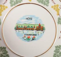 Hollóházi porcelán kulacs hévízi látképpel, kézzel festett, jelzett, hibátlan m: 16 cm