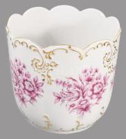 Hollóházi barokk mintás kaspó Kézzel festett, jelzett, hibátlan m: 15,5 cm d: 16,5 cm