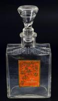 ca 1930 Brázay Eau de cologne kölnis üveg, címkével, nem hozzávaló üveg dugóval 21 cm