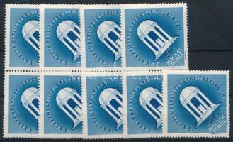 1963 Nagy idők - Nagy események 40f 9 db bélyeg "a kőtáblán a felirat alig látszik" tévnyomattal (18.000)