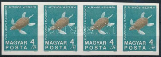 1969 Földtani intézet 4Ft vágott 4-es csík fekete színnyomat nélkül (160.000) (ráncok / creases)