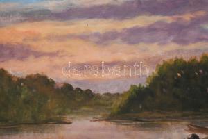 Olvashatatlan jelzéssel, XX. sz. közepe/második fele: Halászok a parton. Olaj, vászon. Dekoratív fak...