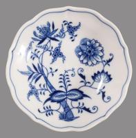 Dubi Bohemia hagymamintás kínáló, 3 tálka és kiöntő, jelzett, d: 24 cm