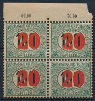 1915 Pirosszámú zöldportó ívszéli négyestömb III. vízjellel