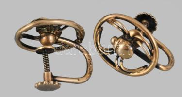 Aranyozott ezüst (Ag) pók formájú fülbevalópár, jelzett, 1,8×1,4 cm, 4,2 g