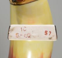 Porcelán vadászkürt, állatfigurákkal, díszítve, jelzett, 20x13 cm
