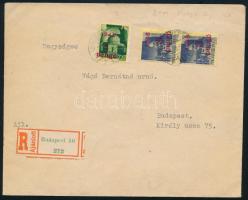 1945 (2. díjszabás) Ajánlott Budapest helyi levél 3 db bélyeggel