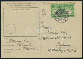 1946 (27. díjszabás) Távolsági levél 2000 ezer AP bérmentesítéssel Békéscsabáról Budapestre