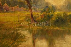 Mihalik Dániel (1869-1910): Vízparti tanya. Olaj, vászon, jelezve jobbra lent. Javított. Kisebb sérü...
