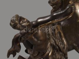 Ismeretlen szobrász: Lovát fékező lovas. Patinázott bronz, márvány talapzaton, cca 1900, m: 26 cm