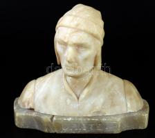 Dante alabástrom büszt, kopással, m: 16 cm
