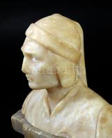 Dante alabástrom büszt, kopással, m: 16 cm